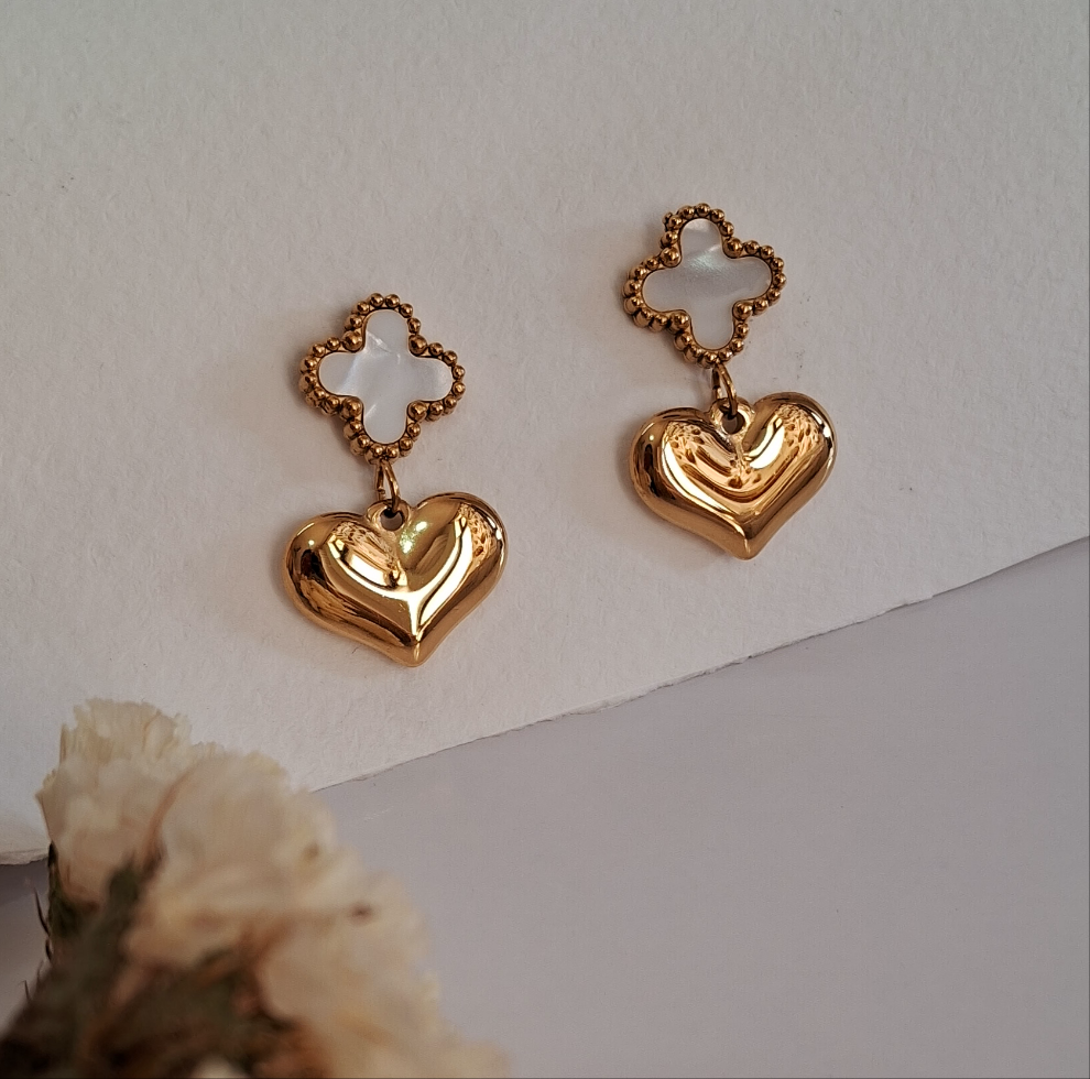 Heart Drop earrings || 18K Gold-Plated waterproof