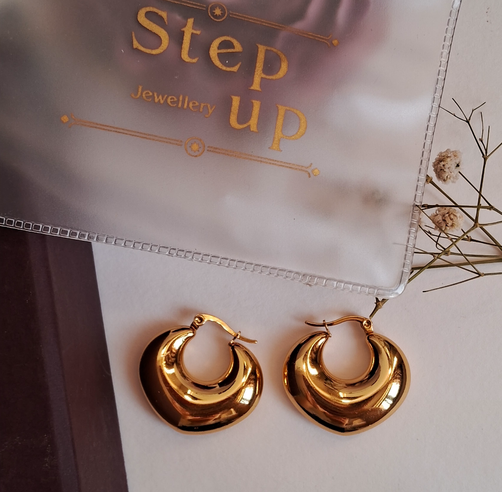 Core hoop earrings || 18k-Gold Plated Waterproof-Step - Up
