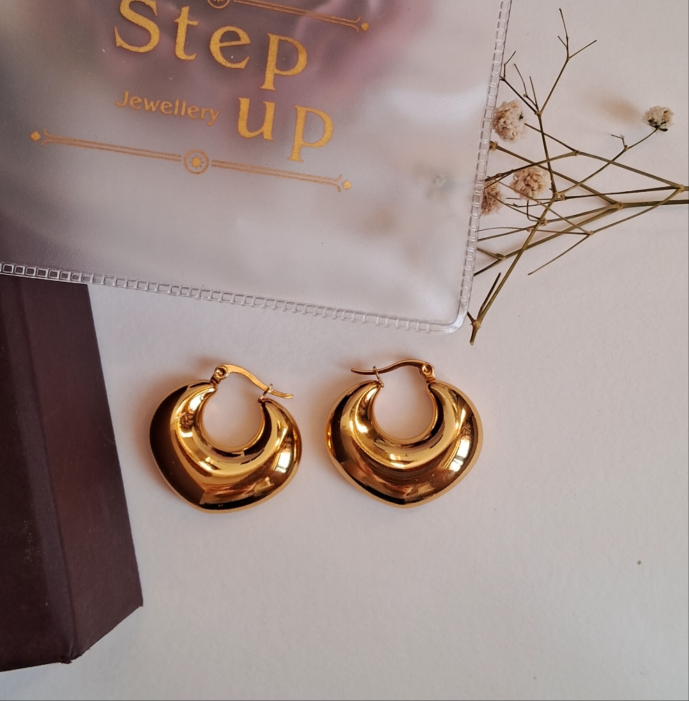 Core hoop earrings || 18k-Gold Plated Waterproof-Step - Up