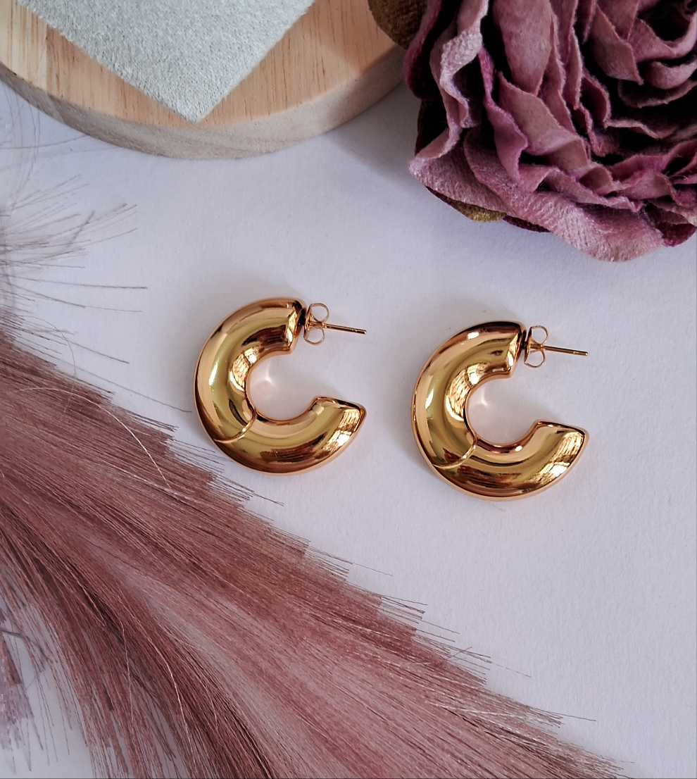 Belle Hoop Earrings || 18k-Gold Plated Waterproof-Step - Up