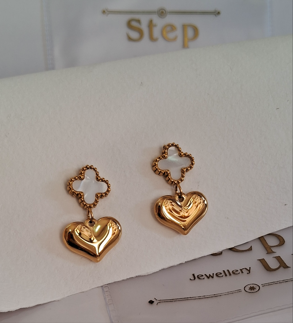 Heart Drop earrings || 18K Gold-Plated waterproof-Step - Up