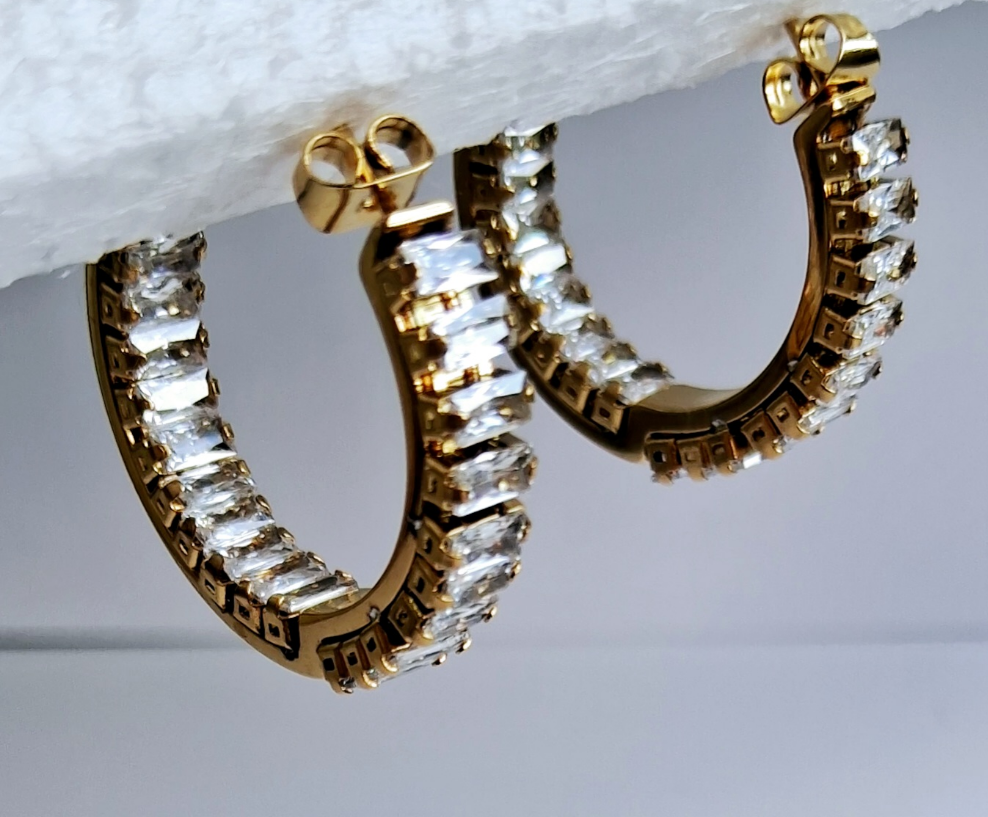 Galaxy Hoop Earrings | 18K Gold-Plated-Step - Up