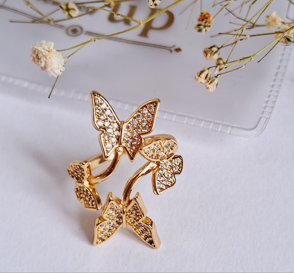 Butterfly Statement Ring || 18K Gold-Plated waterproof