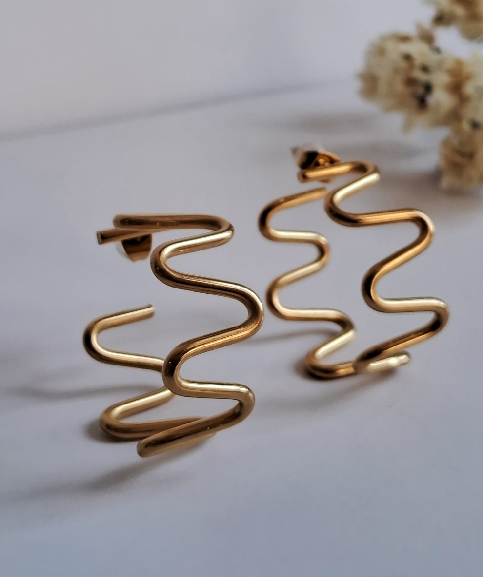 Spiral Hoops earrings || 18K Gold-Plated waterproof-Step - Up