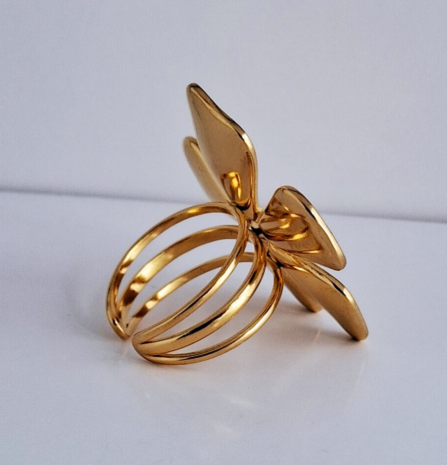 Showstopper Flower Adjustable Ring | 18K Gold-Plated-Step - Up