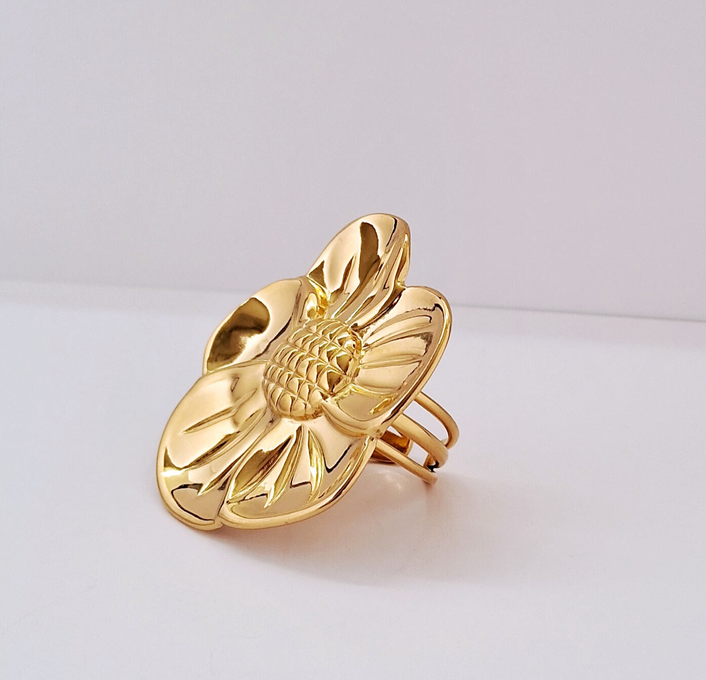 Flower Statement Ring | 18K Gold-Plated-Step - Up