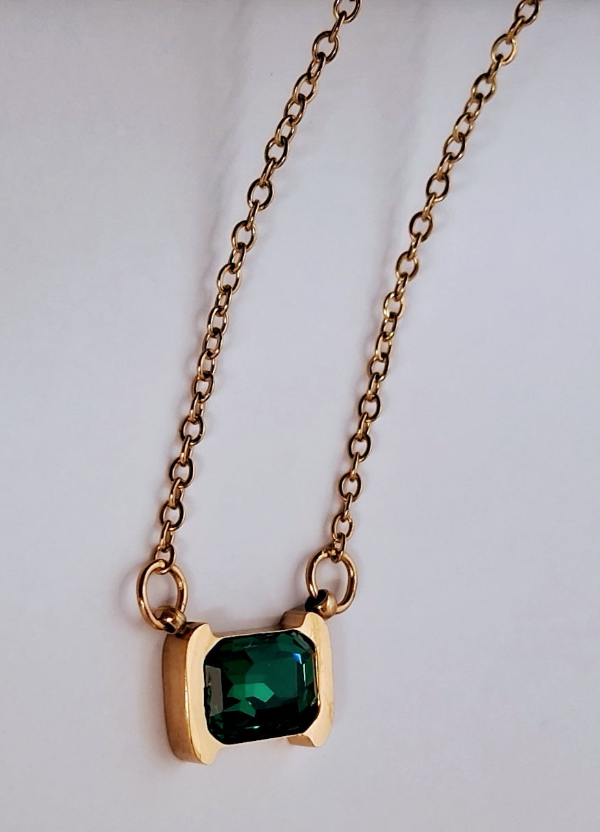 Emerald Necklace | 18K Gold Plated-Step - Up