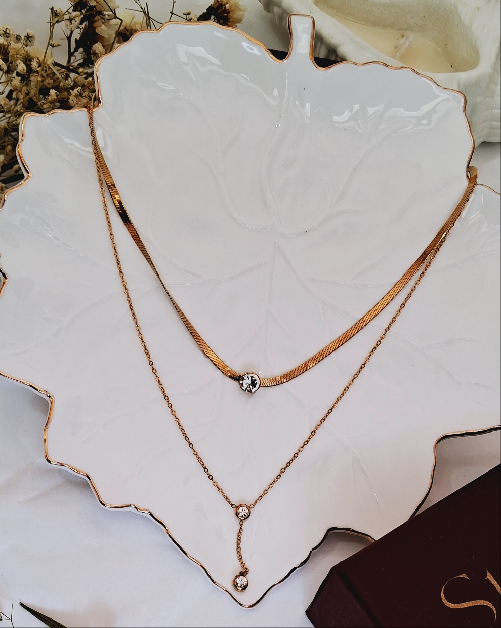 Dual Gleam Double Layer Necklace || 18K Gold-Plated-Step - Up