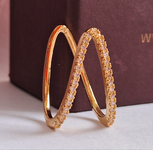 V shape Ring | 18K Gold-Plated-Step - Up