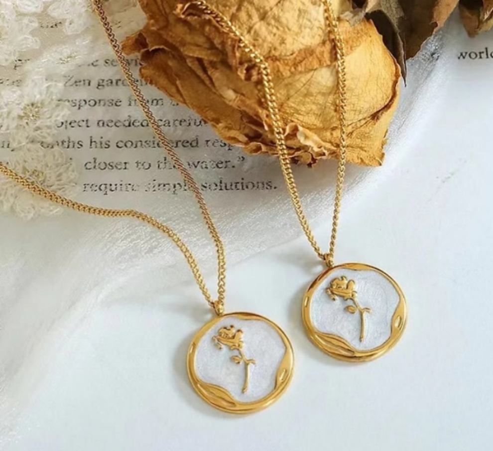 Rose  Necklace || 18K Gold-Plated-Step - Up