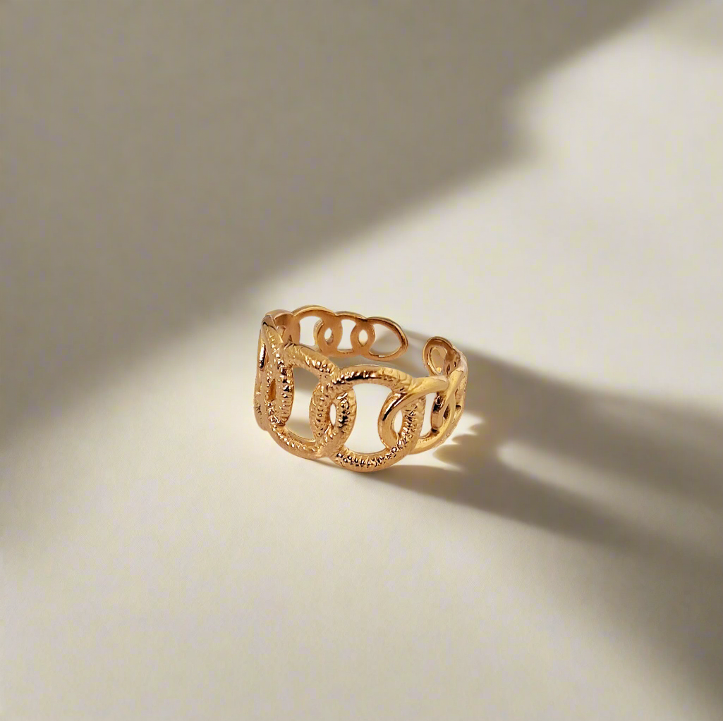 Zara Blaze Adjustable Ring | 18K Gold-Plated-Step - Up