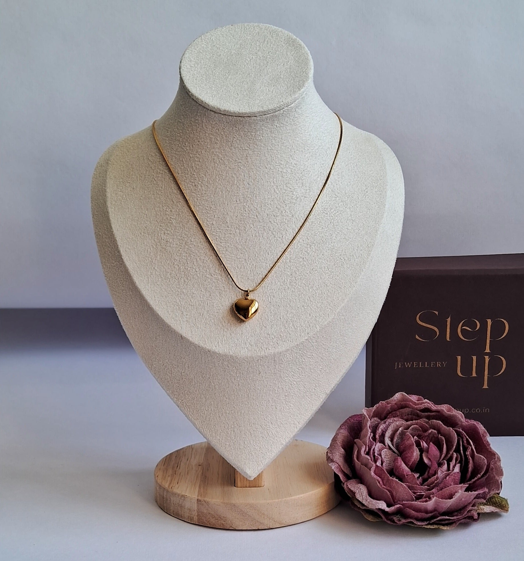 Solid heart necklace || 18K Gold-Plated waterproof-Step - Up