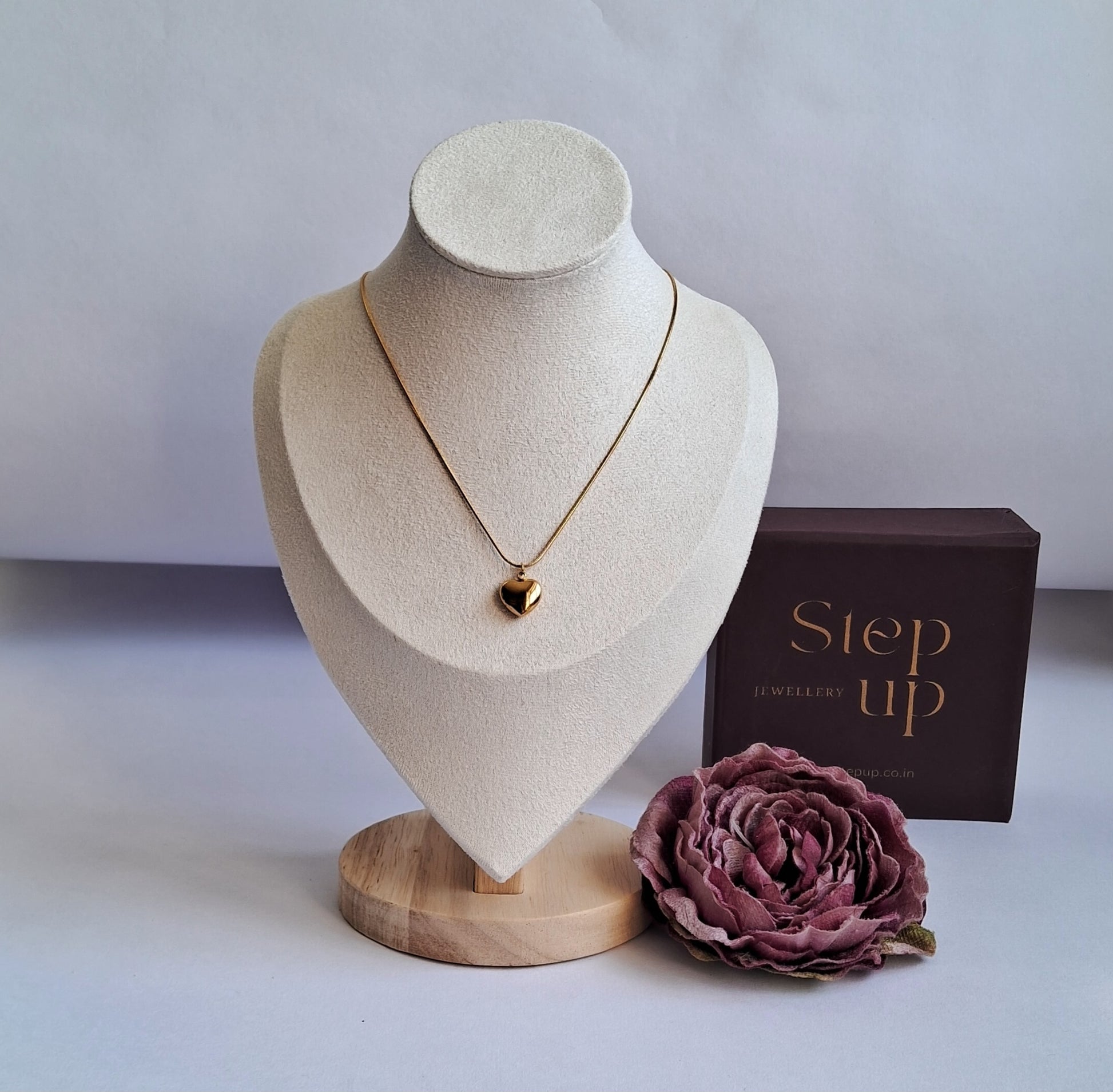 Solid heart necklace || 18K Gold-Plated waterproof-Step - Up