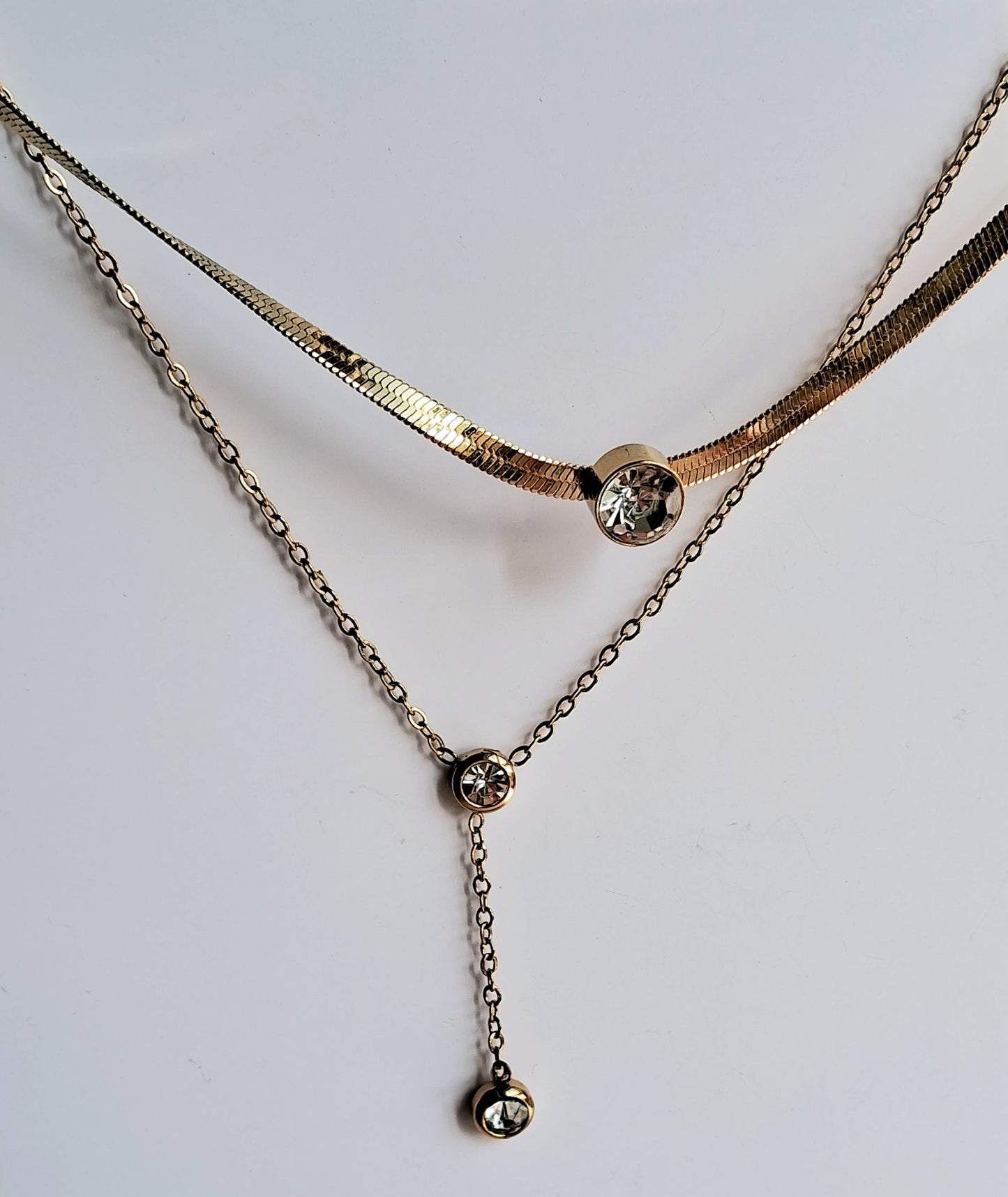 Dual Gleam Double Layer Necklace || 18K Gold-Plated-Step - Up