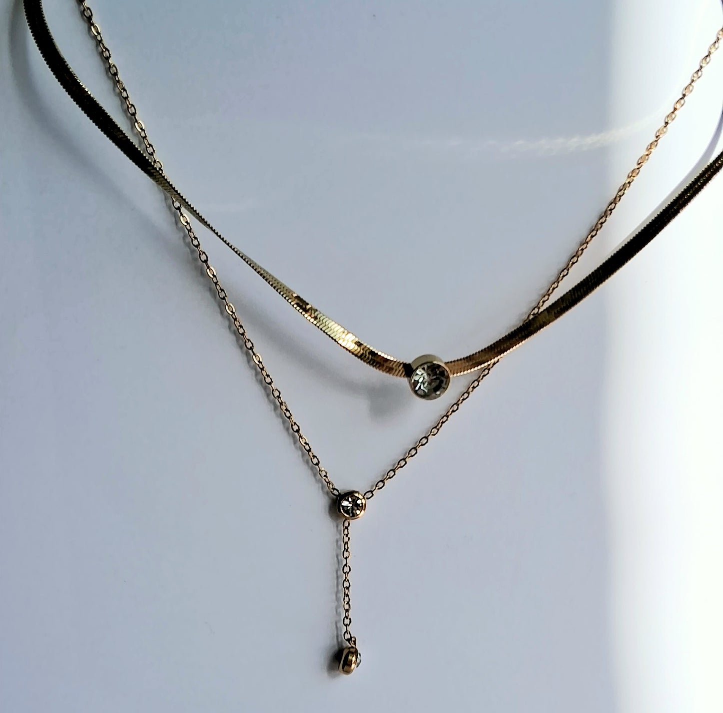 Dual Gleam Double Layer Necklace || 18K Gold-Plated-Step - Up