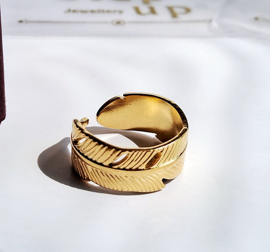 Leafy Ring || 18K Gold-Plated-Step - Up