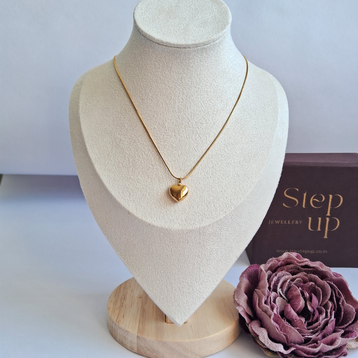 Solid heart necklace || 18K Gold-Plated waterproof-Step - Up