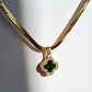 Mystic Green Glow Pendent  with Snake Chain || 18K Gold-Plated-Step - Up