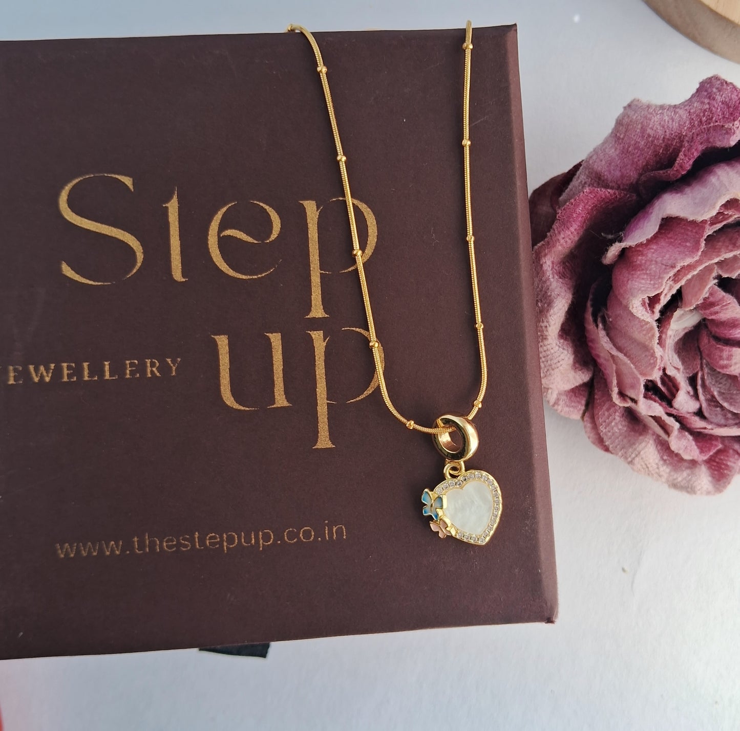 Wings of Affection Necklace || 18K Gold-Plated-Step - Up