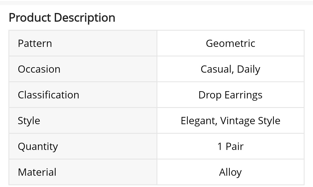 Vintage Style Drop Earrings