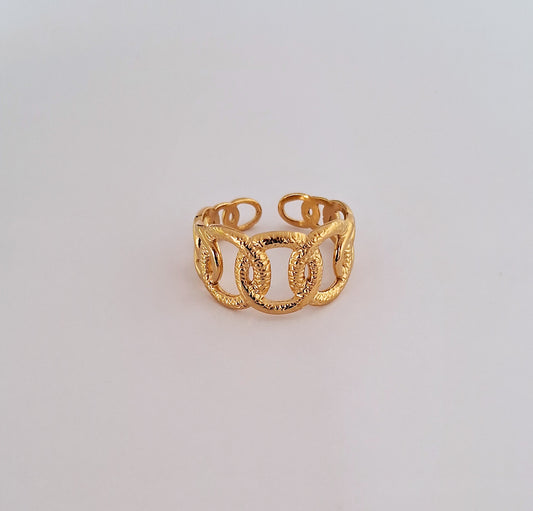 Zara Blaze Adjustable Ring | 18K Gold-Plated-Step - Up